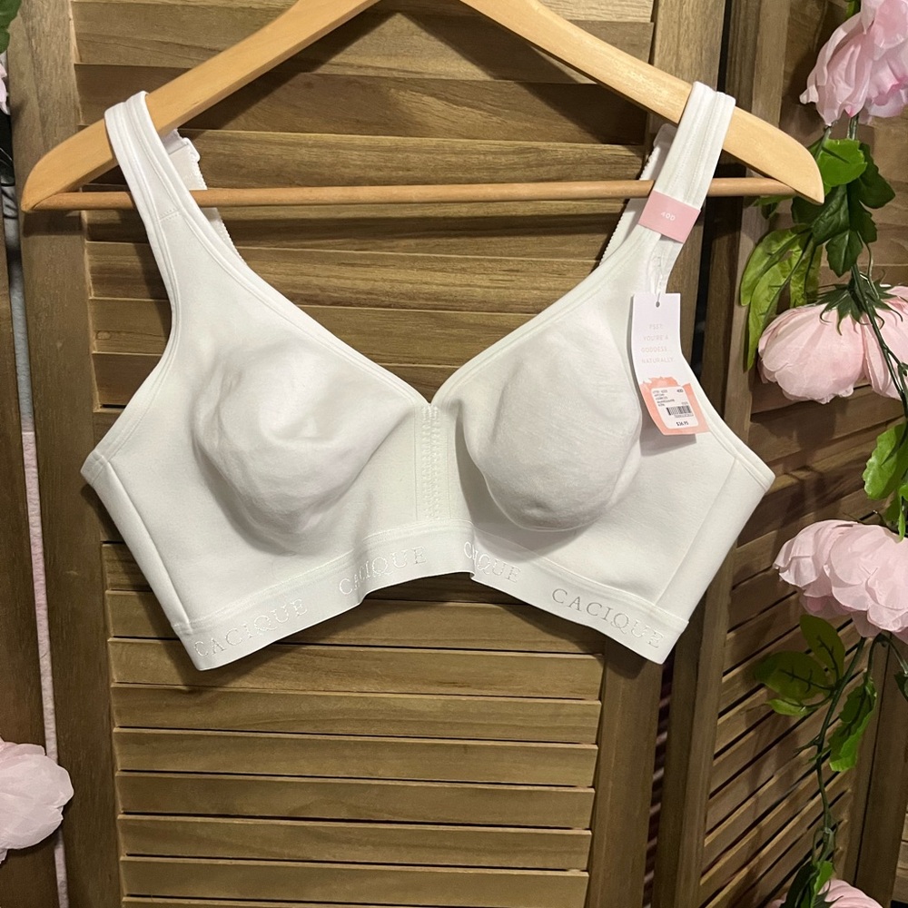 Cacique White Unlined Full Coverage No-Wire Bra 40D